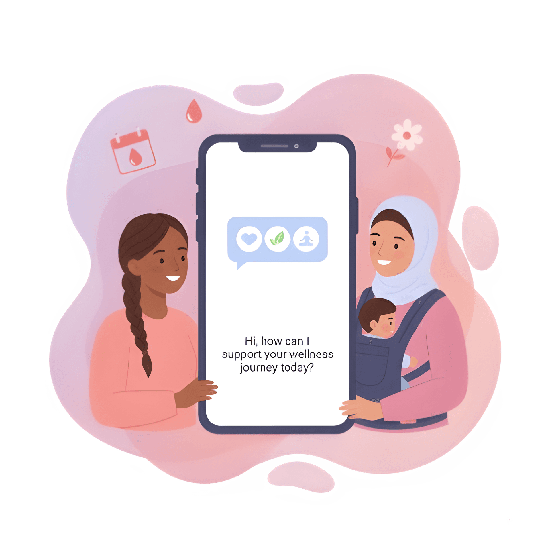 Woman using PeriodCare app